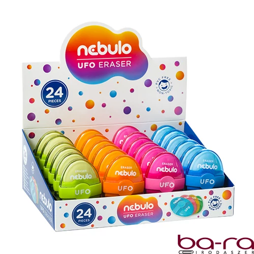 Radír NEBULO műanyag tokos 64x42x22mm Ufo