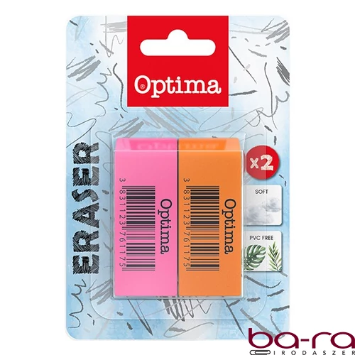 Radír OPTIMA neon 2db/bliszter