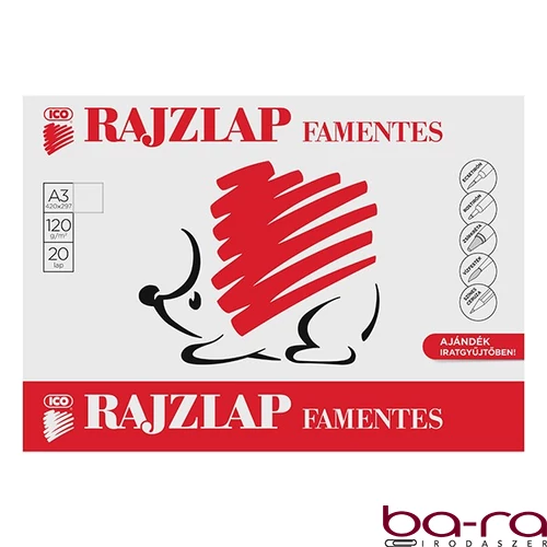 Rajzlap ICO Süni A/3 120 g famentes 20 íves