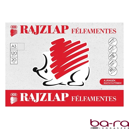 Rajzlap ICO Süni A/3 120 g félfamentes 20 íves