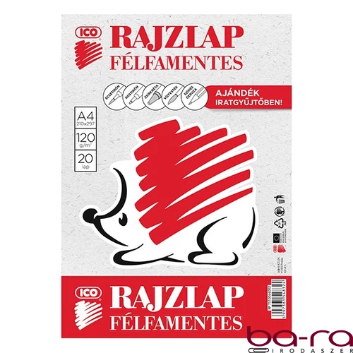 Rajzlap ICO Süni A/4 120 g félfamentes 20 íves