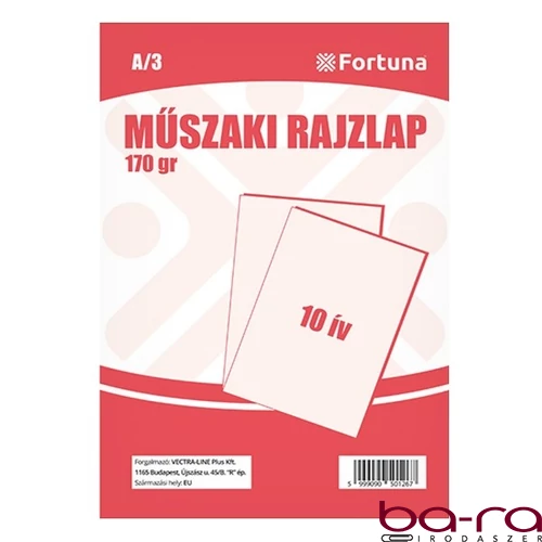 Rajzlap műszaki FORTUNA A/3 180 g 10 íves