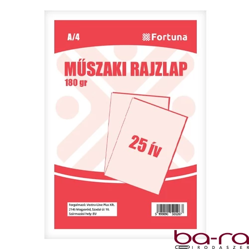 Rajzlap műszaki FORTUNA A/4 180 g 25 íves