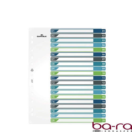 Regiszter DURABLE műanyag A/4 maxi 1-20 színes
