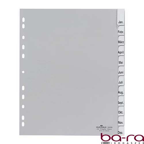 Regiszter DURABLE műanyag A/4 maxi Jan-Dec 12 részes szürke