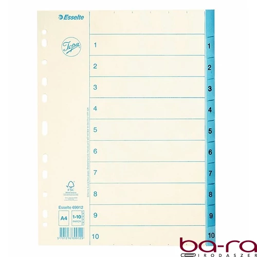 Regiszter ESSELTE A/4 karton 1-10