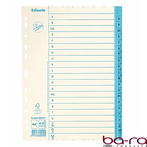 Regiszter ESSELTE A/4 karton A-Z
