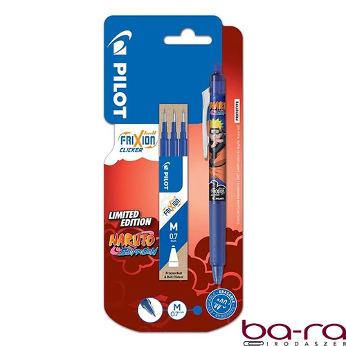 Rollertoll PILOT Frixion Naruto clicker radírozható 0,7 mm kék+ 3 betét
