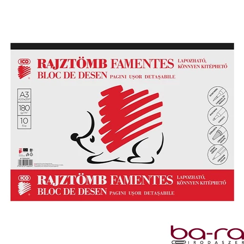 Skiccfüzet ICO Süni A/3 190 g 10lapos