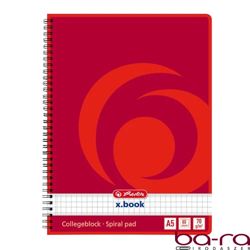Spirálfüzet kockás HERLITZ A/5 80 lapos perforált lyukasztott