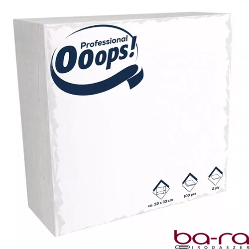 Szalvéta OOOPS! Professional 2 rétegű fehér 33x33 cm 100 lapos