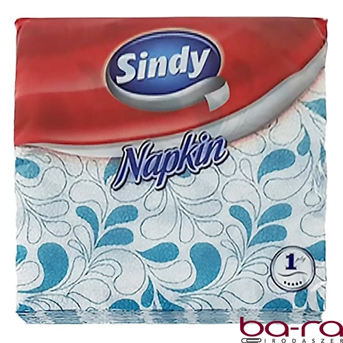 Szalvéta SINDY 1 rétegű 45 lapos 33x33 cm türkiz motívumos