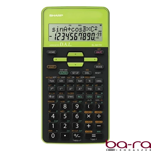 Számológép tudományos SHARP EL-531THGR 272 funkciós 2 soros 12 digit zöld