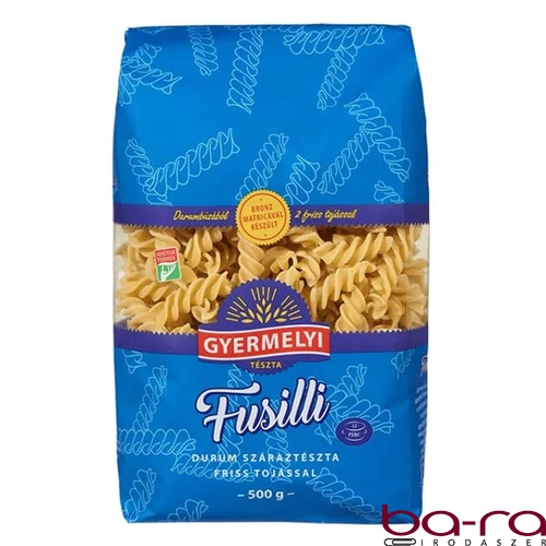 Száraztészta fusilli GYERMELYI 2 tojásos durum 500 g