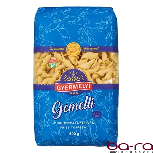 Száraztészta gemelli GYERMELYI 2 tojásos durum 500 g