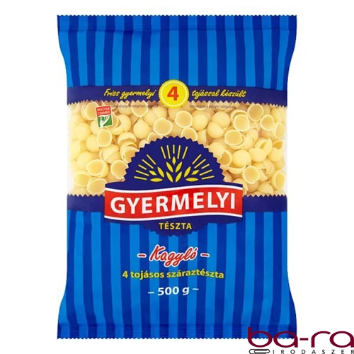 Száraztészta kagyló GYERMELYI 4 tojásos 500 g