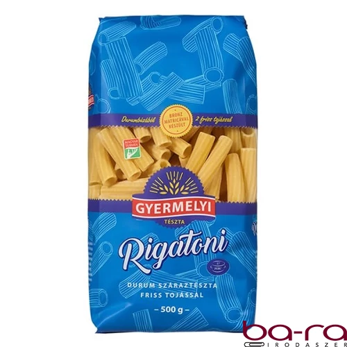 Száraztészta rigatoni GYERMELYI 2 tojásos durum 500 g