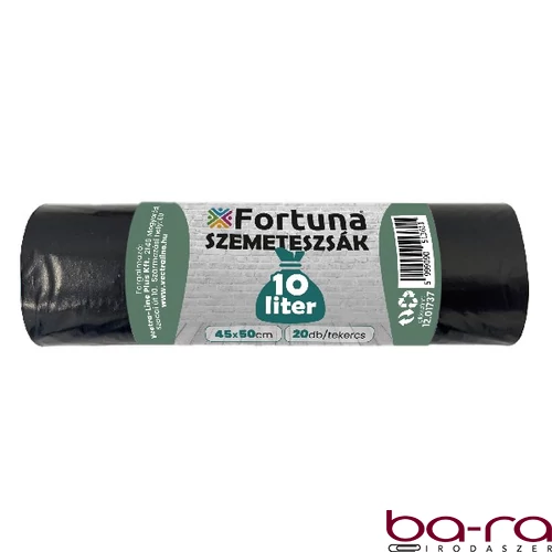 Szemeteszsák FORTUNA 10L pipere fekete 45x50 cm 20 darabos