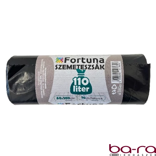Szemeteszsák FORTUNA 110L fekete 60x100 cm 10 darabos