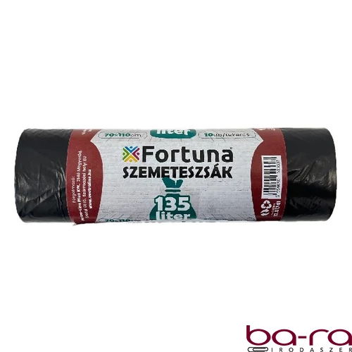 Szemeteszsák FORTUNA 135L fekete 70x110 cm 10 darabos