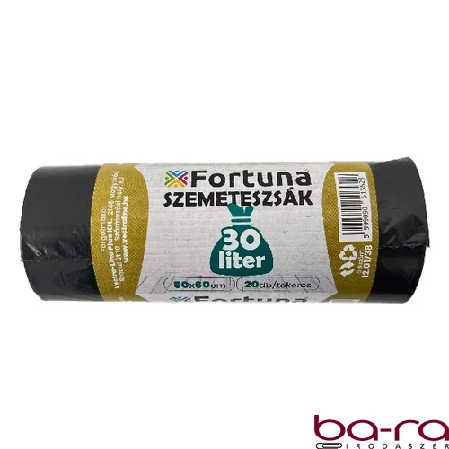 Szemeteszsák FORTUNA 30L fekete 50x60 cm 20 darabos