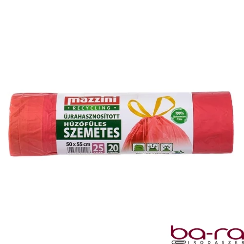 Szemeteszsák MAZZINI 25L húzófüles újrahasznosított 20 darabos