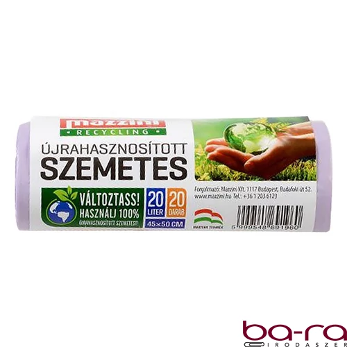 Szemeteszsák MAZZINI 20L újrahasznosított 20 darabos