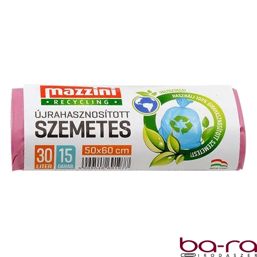 Szemeteszsák MAZZINI 30L újrahasznosított 15 darabos