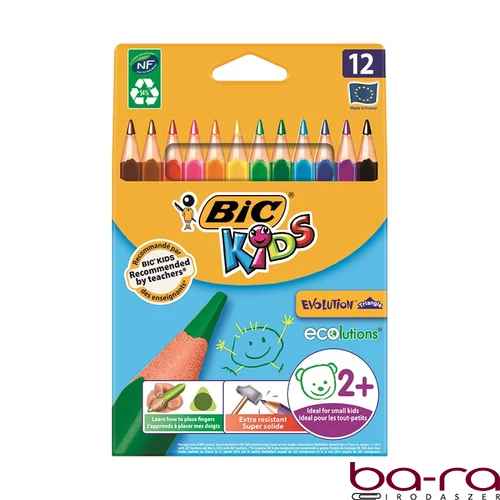 Színes ceruza BIC Kids Evolution háromszögletű környezetbarát 12 darabos