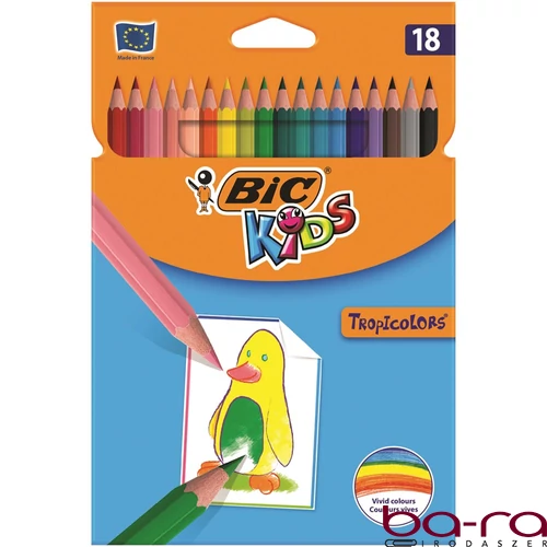 Színes ceruza BIC Kids Tropicolors hatszögletű 18 darabos