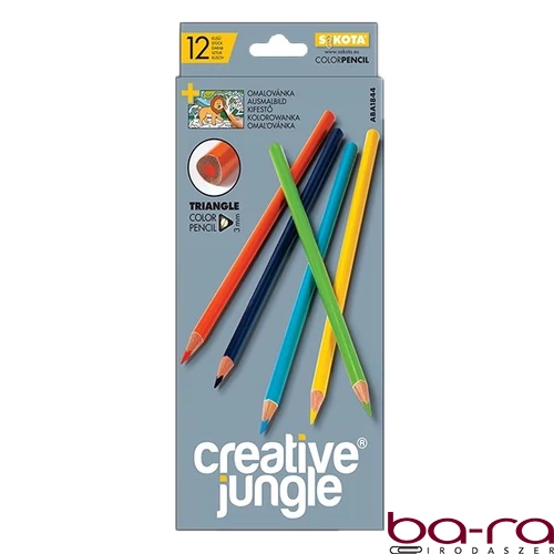 Színes ceruza CREATIVE JUNGLE grey háromszögletű 12 darabos