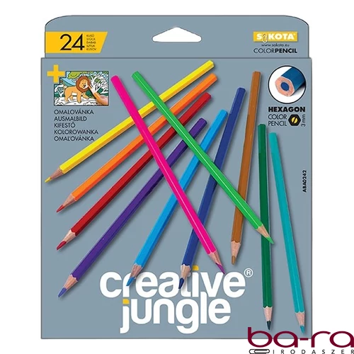 Színes ceruza CREATIVE JUNGLE grey háromszögletű 24 darabos