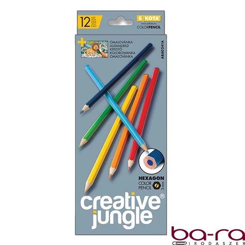 Színes ceruza CREATIVE JUNGLE grey hatszögletű 12 darabos