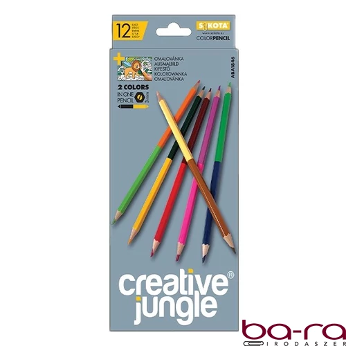 Színes ceruza CREATIVE JUNGLE grey kétvégű háromszögletű 24 szín/készlet