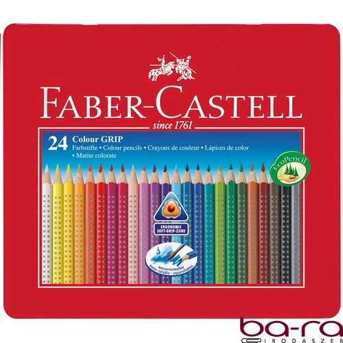 Színes ceruza FABER-CASTELL Grip háromszögletű fémdobozos 24 darabos