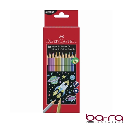 Színes ceruza FABER-CASTELL Hexagonal hatszögletű metál színek 10 darabos