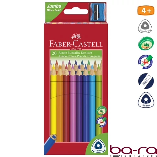 Színes ceruza FABER-CASTELL Junior háromszögletű 20 darabos