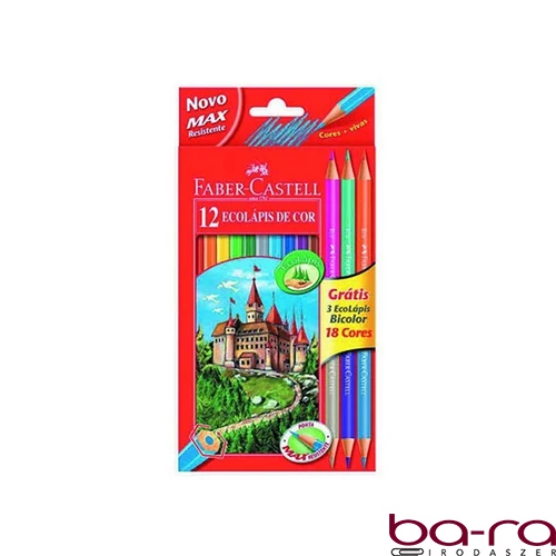 Színes ceruza FABER-CASTELL hatszögletű 12 darabos+ 3 db kétvégű ceruza