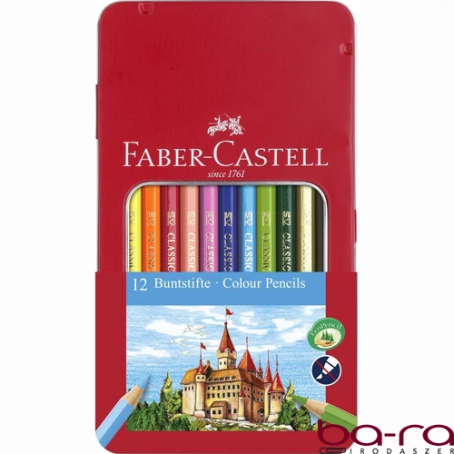 Színes ceruza FABER-CASTELL hatszögletű fémdobozos 12 darabos