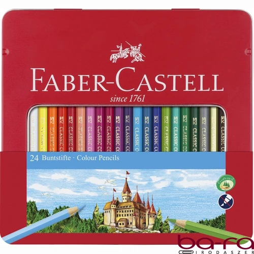 Színes ceruza FABER-CASTELL hatszögletű fémdobozos 24 darabos