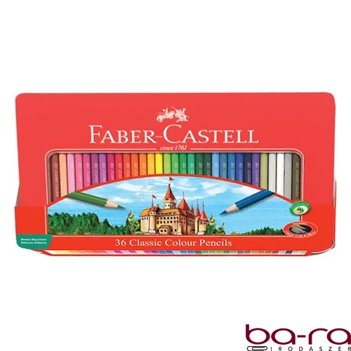 Színes ceruza FABER-CASTELL hatszögletű fémdobozos 36 darabos