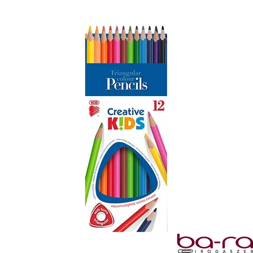 Színes ceruza ICO Creative Kids háromszögletű 12 darabos