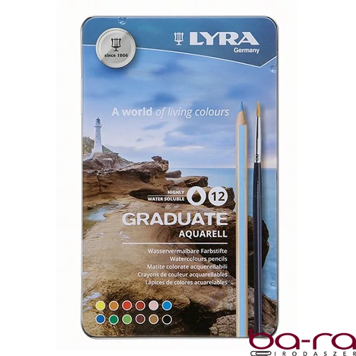 Színes ceruza LYRA Graduate Aquarell hatszögletű fémdoboz 12 darabos