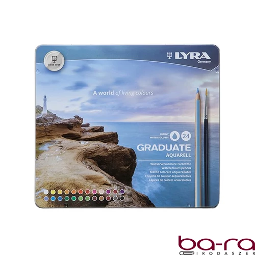 Színes ceruza LYRA Graduate Aquarell hatszögletű fémdoboz 24 darabos