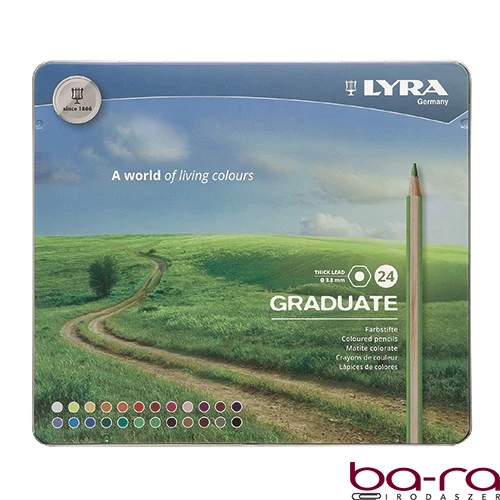 Színes ceruza LYRA Graduate hatszögletű fémdobozos 24 darabos