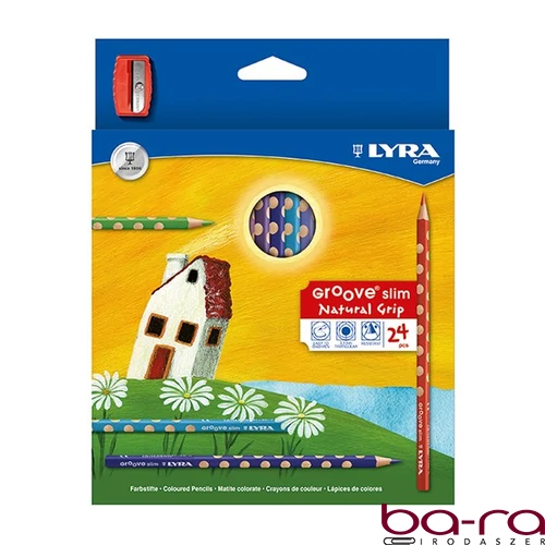 Színes ceruza LYRA Groove Slim háromszögletű 24 darabos+hegyező