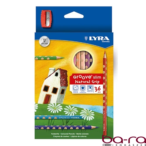 Színes ceruza LYRA Groove Slim háromszögletű 36 darabos+hegyező