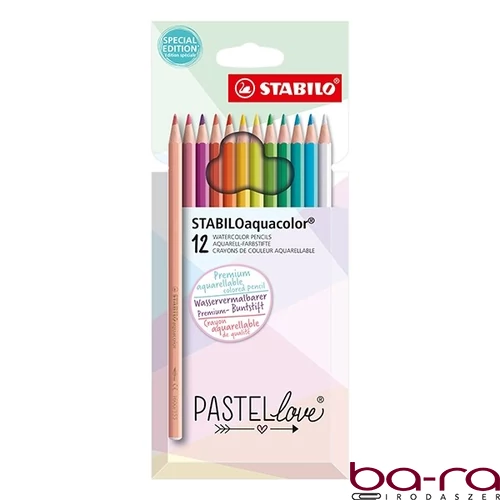 Színes ceruza STABILO Aquacolor pastellove hatszögletű 12 darabos