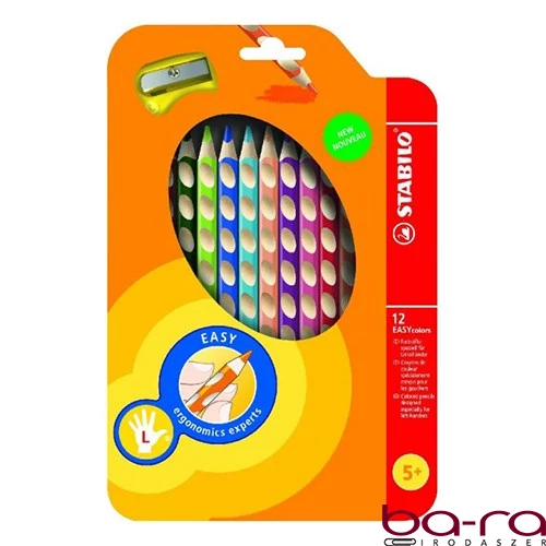 Színes ceruza STABILO Easycolors háromszögletű balkezes 12 darabos