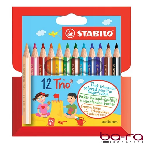 Színes ceruza STABILO Trio thick háromszögletű rövid 12 darabos